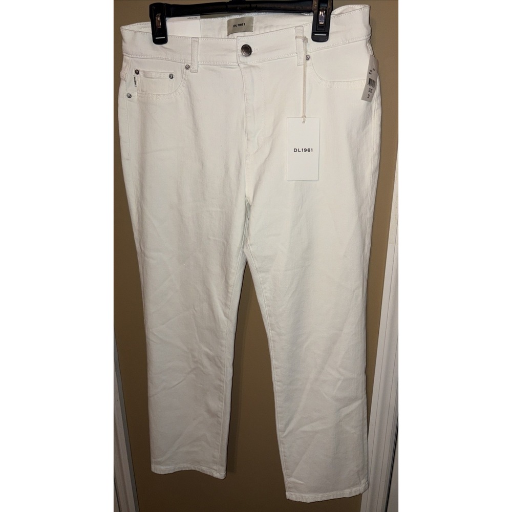 NWT DL 1961 Jeans 32 Off White Mara Straight Ankle Instasculpt Stretch Pockets